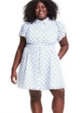 Alexis x Target Blue & White Tulip Eyelet‎ Dress plus size 3X new w/tags